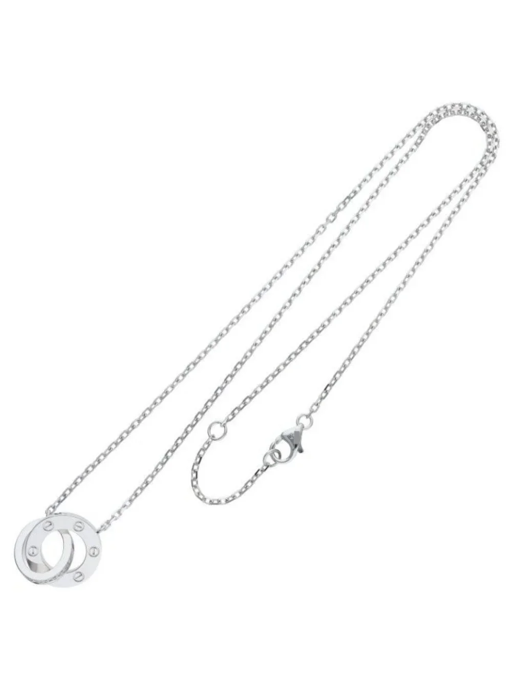 Cartier Love Necklace 18k White Gold Pave Diamond